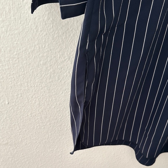 Navy Striped Long Sleeve oversized button up dress - Picture 5 of 6